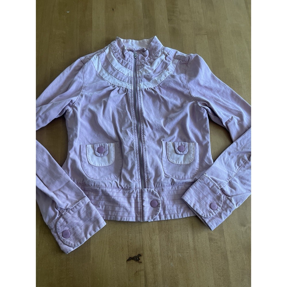 Y2K Fossil Women's Jacket Light‎ Pink Sz L 100% Cotton Vintage